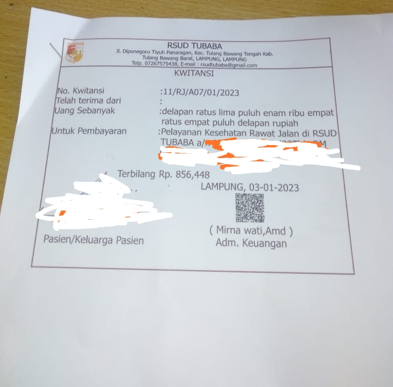 Pasien anggota BPJS di tarik iuran saat di rawat di RSUD Tubaba 