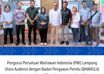 Jalin Sinergitas PWI Sambangi Bawaslu Lampung Utara