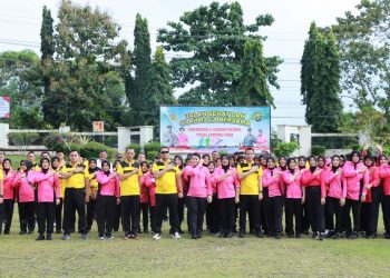 Hari Bhayangkara Ke-78, Polres Lampura Gelar Olahraga Bersama