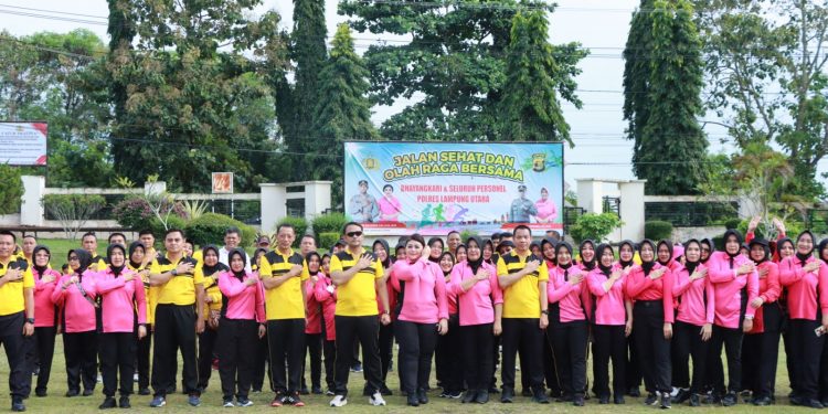 Hari Bhayangkara Ke-78, Polres Lampura Gelar Olahraga Bersama
