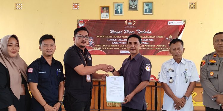 Panwascam Bunga Mayang Hadiri Rapat Pleno Rekapitulasi DPHP Tingkat Kecamatan