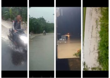 Tubaba : Disejumlah titik badan jalan banjir akibat hujan deras