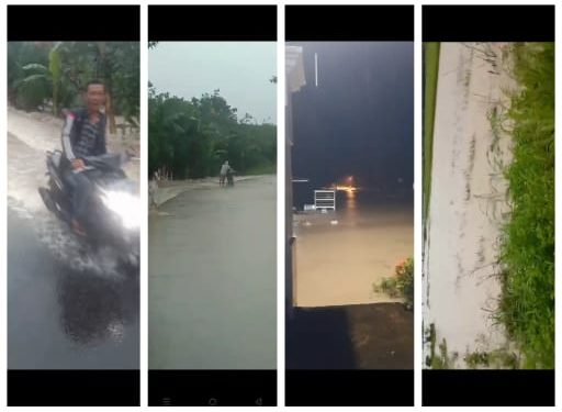 Tubaba : Disejumlah titik badan jalan banjir akibat hujan deras