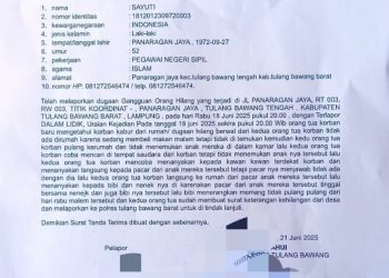Gadis Asal Panaragan Jaya Diduga Dibawa Kabur Pria Asal Kabupaten Tetangga, Keluarga Lapor Polisi