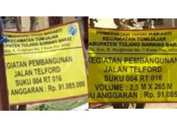 Dugaan kejanggalan dalam pembangunan jalan “telport” di Tiyuh Makarti